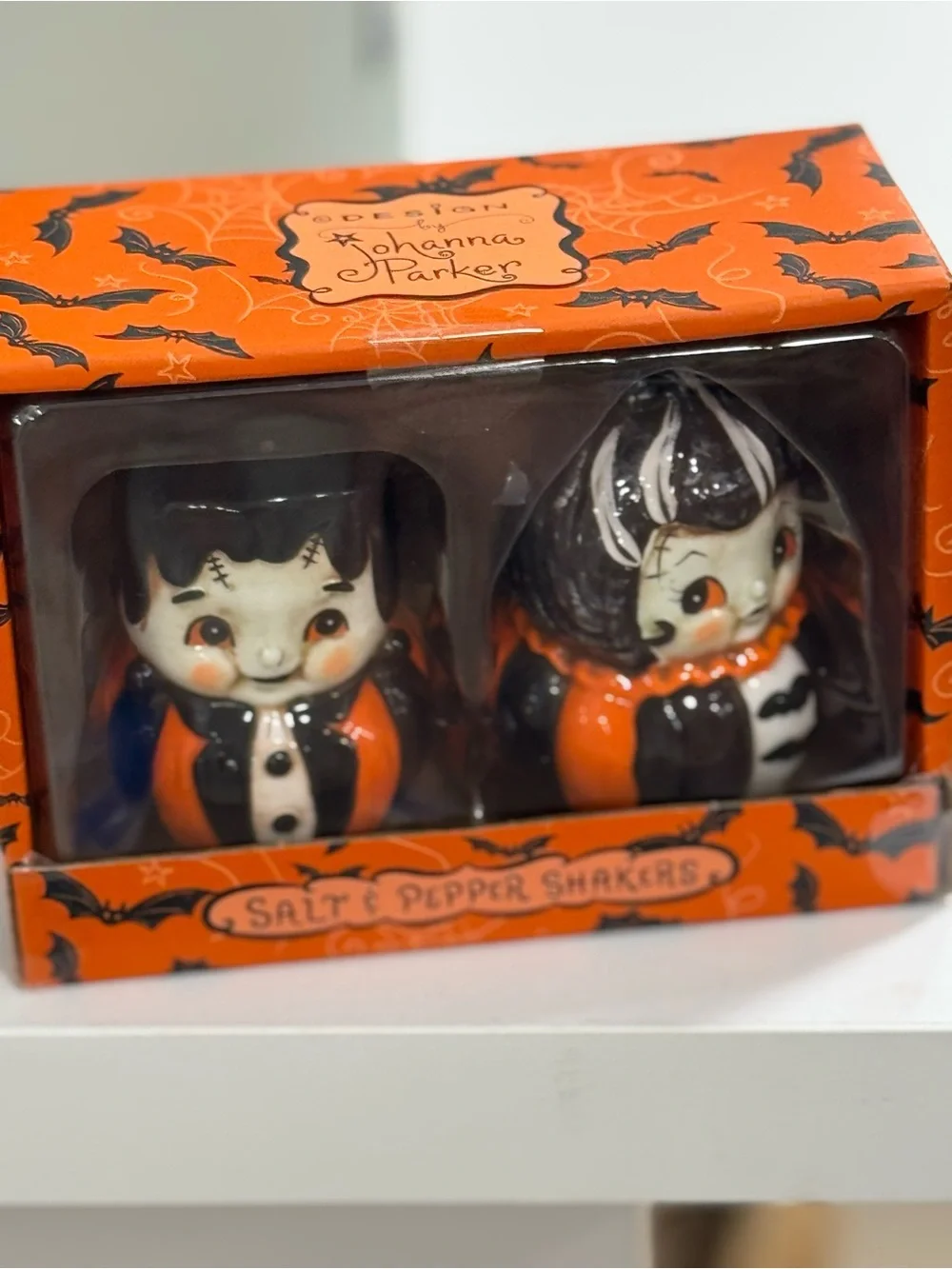 Johanna Parker Halloween Salt & Pepper Shaker Set - Orange & Black